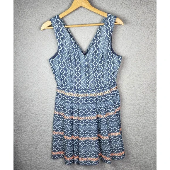 blue and orange anthropologie dress Maeve Anthropologie Dress Women Size 6 Orange Blue Sunset Hibiscus Floral  Hi-Low